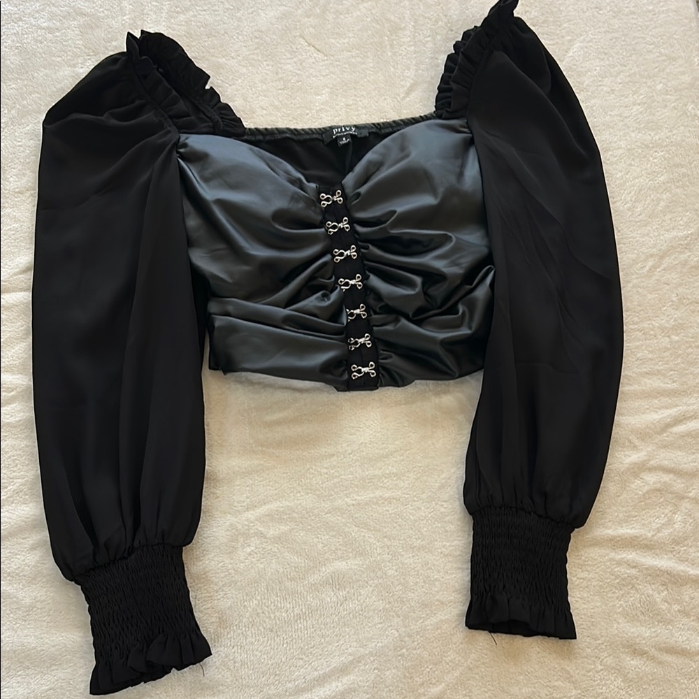 Black Puff Sleeve Top